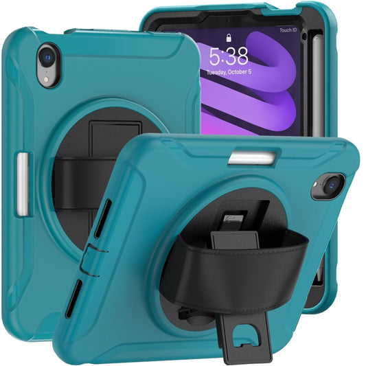 For iPad mini 6 360 Degree Rotation PC + TPU Protective Tablet Case with Holder & Hand-strap(Blue) - iPad mini 6 Cases by buy2fix | Online Shopping UK | buy2fix