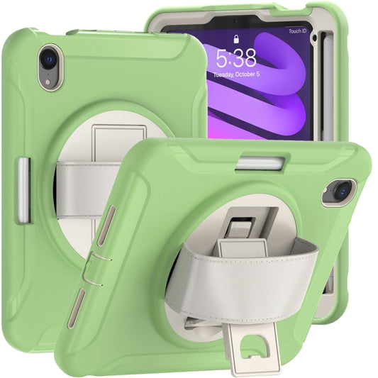 For iPad mini 6 360 Degree Rotation PC + TPU Protective Tablet Case with Holder & Hand-strap(Matcha Green) - iPad mini 6 Cases by buy2fix | Online Shopping UK | buy2fix