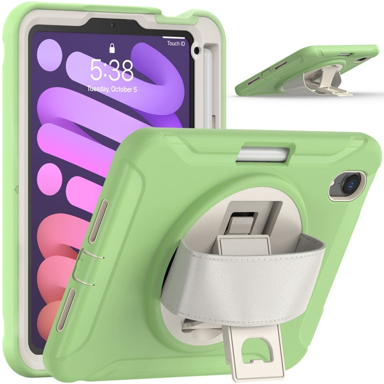 For iPad mini 6 360 Degree Rotation PC + TPU Protective Tablet Case with Holder & Hand-strap(Matcha Green) - iPad mini 6 Cases by buy2fix | Online Shopping UK | buy2fix