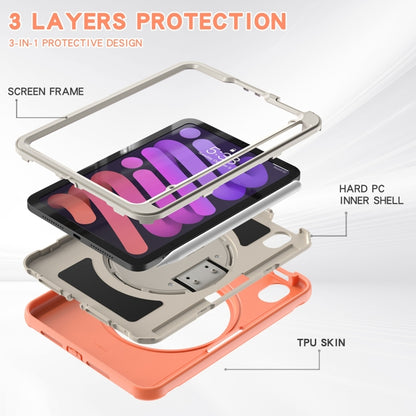 For iPad mini 6 360 Degree Rotation PC + TPU Protective Tablet Case with Holder & Hand-strap(Coral Orange) - iPad mini 6 Cases by buy2fix | Online Shopping UK | buy2fix