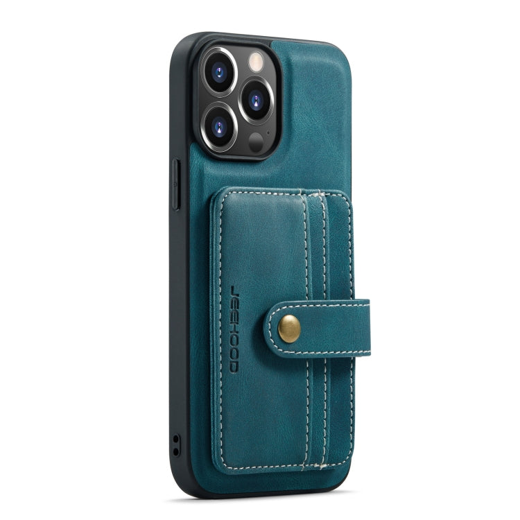 For iPhone 13 Pro JEEHOOD Anti-theft Brush Magnetic PU + TPU Protective Case with Card Slot (Blue) - iPhone 13 Pro Cases by JEEHOOD | Online Shopping UK | buy2fix