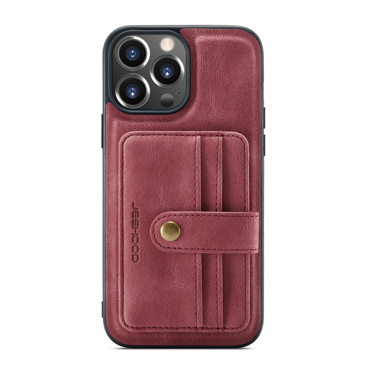 For iPhone 13 Pro Max JEEHOOD Anti-theft Brush Magnetic PU + TPU Protective Case with Card Slot (Red) - iPhone 13 Pro Max Cases by JEEHOOD | Online Shopping UK | buy2fix