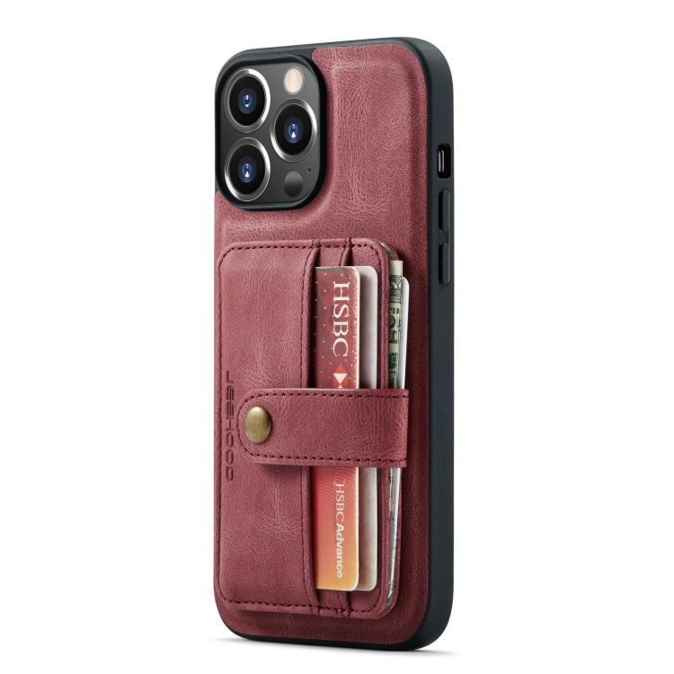 For iPhone 13 Pro Max JEEHOOD Anti-theft Brush Magnetic PU + TPU Protective Case with Card Slot (Red) - iPhone 13 Pro Max Cases by JEEHOOD | Online Shopping UK | buy2fix