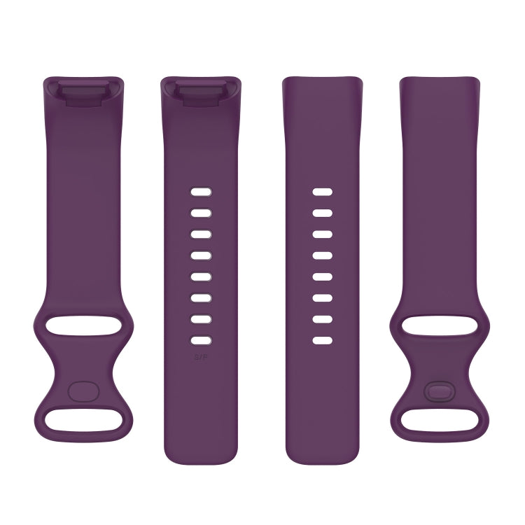 For Fitbit Charge 5 Silicone Watch Band, Size:S(Dark Purple) - Watch Bands by buy2fix | Online Shopping UK | buy2fix