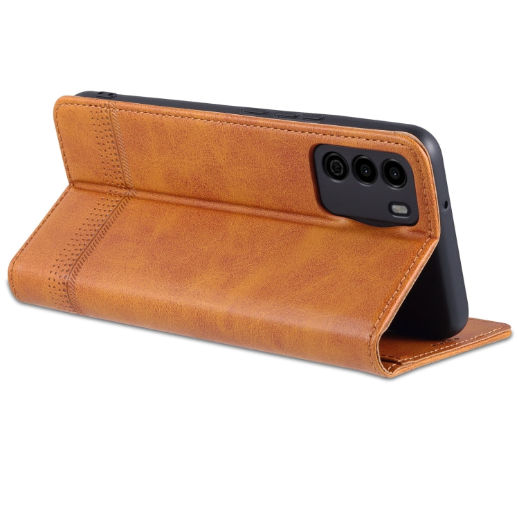 For U-MAGIC 30e AZNS Magnetic Calf Texture Horizontal Flip Leather Case with Card Slots & Holder & Wallet(Light Brown) - More Brand by AZNS | Online Shopping UK | buy2fix