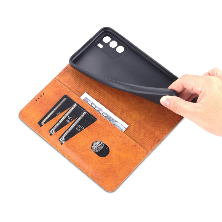 For U-MAGIC 30e AZNS Magnetic Calf Texture Horizontal Flip Leather Case with Card Slots & Holder & Wallet(Light Brown) - More Brand by AZNS | Online Shopping UK | buy2fix