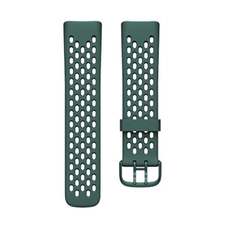 For Fitbit Charge 5 Silicone Hole Watch Band(Pine Needle Green) by buy2fix