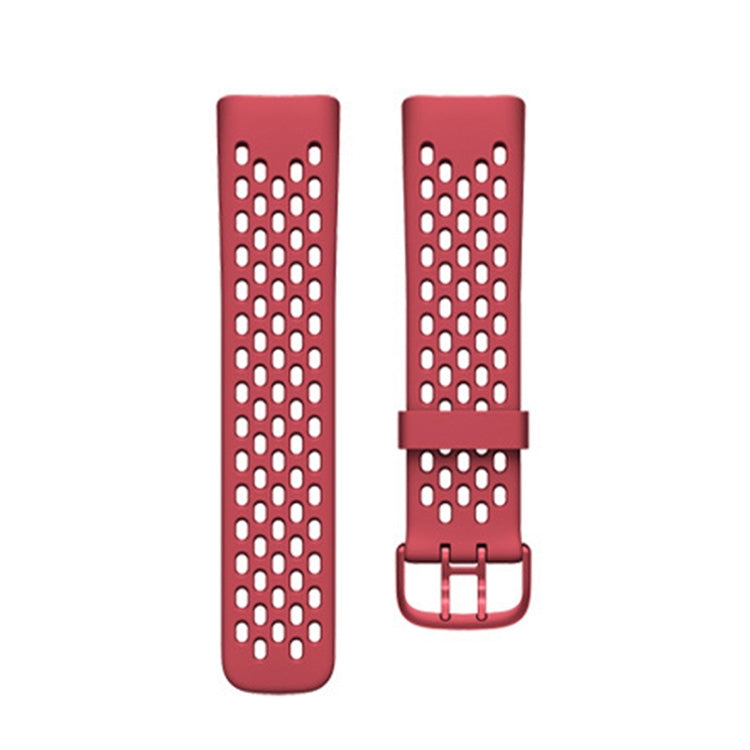 For Fitbit Charge 5 Silicone Hole Watch Band(Dark Red) by buy2fix