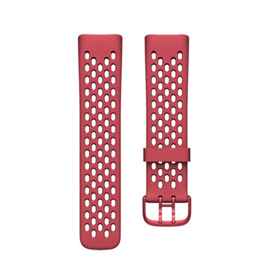For Fitbit Charge 5 Silicone Hole Watch Band(Dark Red) by buy2fix