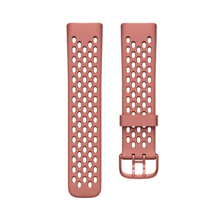 For Fitbit Charge 5 Silicone Hole Watch Band(Pink) by buy2fix