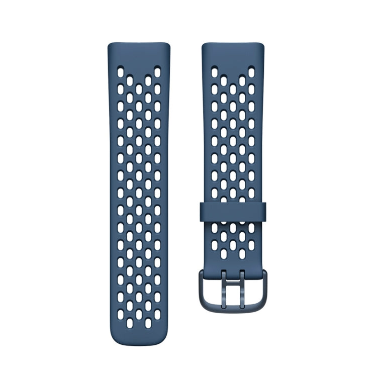For Fitbit Charge 5 Silicone Hole Watch Band(Blue) by buy2fix