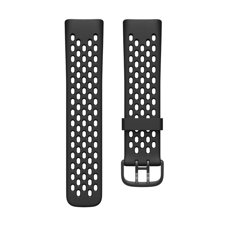 For Fitbit Charge 5 Silicone Hole Watch Band(Black) by buy2fix