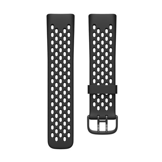 For Fitbit Charge 5 Silicone Hole Watch Band(Black) by buy2fix