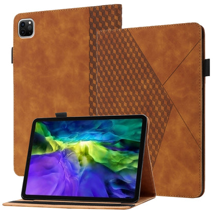 For iPad Pro 11 2022 / 2021 / 2020 / 2018 Rhombus Skin Feel Horizontal Flip Tablet Leather Tablet Case with Card Slots & Holder & Sleep / Wake-up Function(Brown) - iPad Pro 11 (2022/2021) Cases by buy2fix | Online Shopping UK | buy2fix