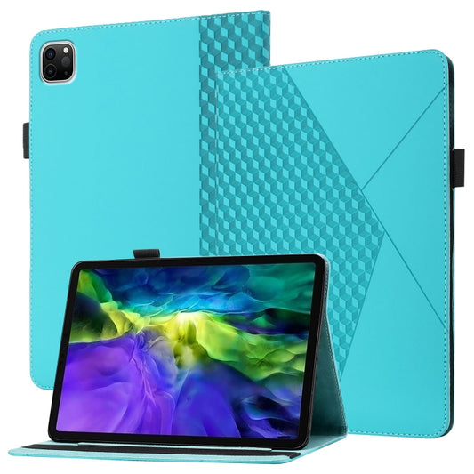 For iPad Pro 11 2022 / 2021 / 2020 / 2018 Rhombus Skin Feel Horizontal Flip Tablet Leather Tablet Case with Card Slots & Holder & Sleep / Wake-up Function(Lake Blue) - iPad Pro 11 (2022/2021) Cases by buy2fix | Online Shopping UK | buy2fix