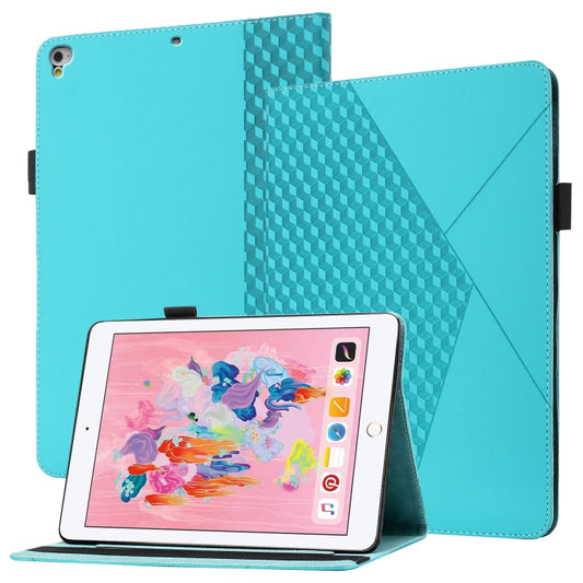 Rhombus Skin Feel Horizontal Flip Tablet Leather Case with Card Slots & Holder & Sleep / Wake-up Function For iPad 9.7 2018 / 2017(Lake Blue) - iPad 9.7 (2018) & (2017) Cases by buy2fix | Online Shopping UK | buy2fix