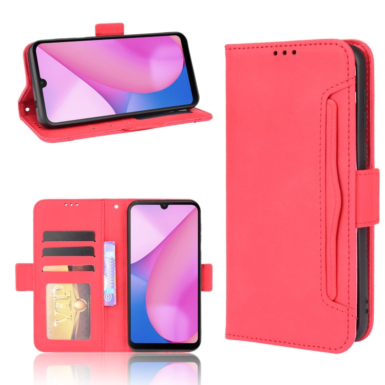 For Blackview Oscal C20 Skin Feel Calf Pattern Horizontal Flip Leather Case with Holder & Card Slots & Photo Frame(Red) by buy2fix