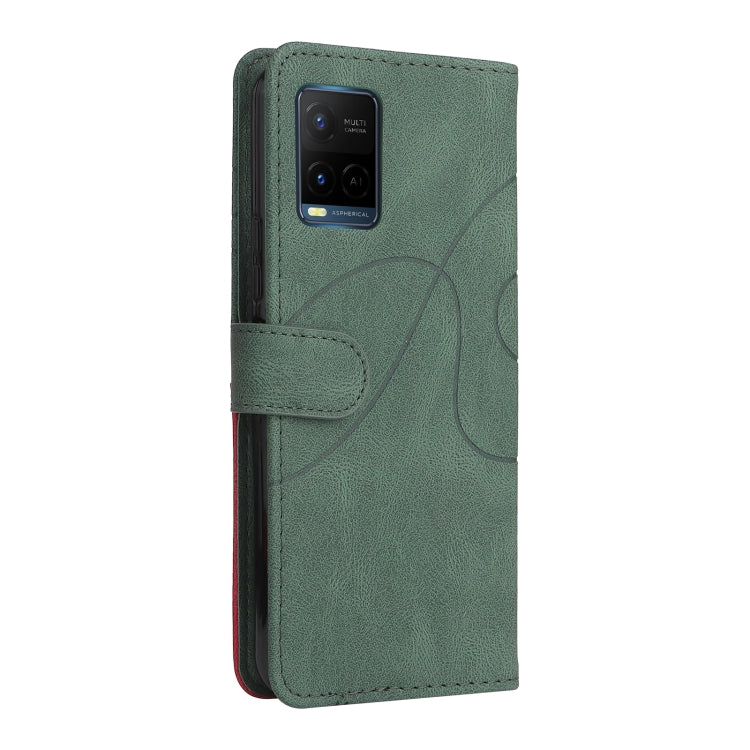 For vivo Y21 2020/Y21s/Y33s Dual-color Splicing Horizontal Flip PU Leather Case with Holder & Card Slots & Wallet(Green) - vivo Cases by buy2fix | Online Shopping UK | buy2fix