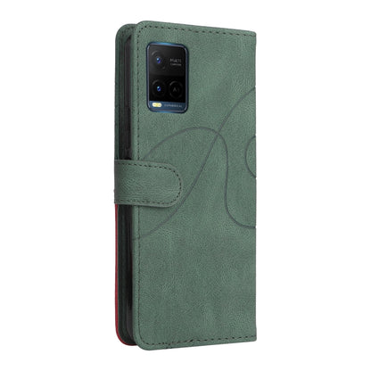 For vivo Y21 2020/Y21s/Y33s Dual-color Splicing Horizontal Flip PU Leather Case with Holder & Card Slots & Wallet(Green) - vivo Cases by buy2fix | Online Shopping UK | buy2fix