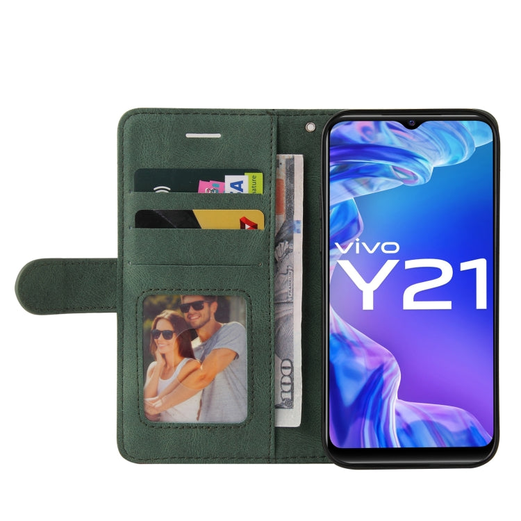 For vivo Y21 2020/Y21s/Y33s Dual-color Splicing Horizontal Flip PU Leather Case with Holder & Card Slots & Wallet(Green) - vivo Cases by buy2fix | Online Shopping UK | buy2fix