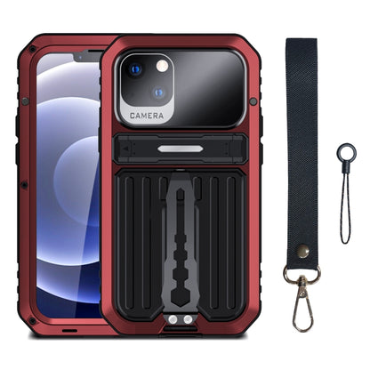For iPhone 13 Armor Shockproof Splash-proof Dust-proof Phone Case with Holder(Red) - iPhone 13 Cases by buy2fix | Online Shopping UK | buy2fix
