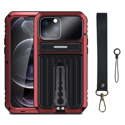 For iPhone 13 Pro Armor Shockproof Splash-proof Dust-proof Phone Case with Holder (Red) by buy2fix