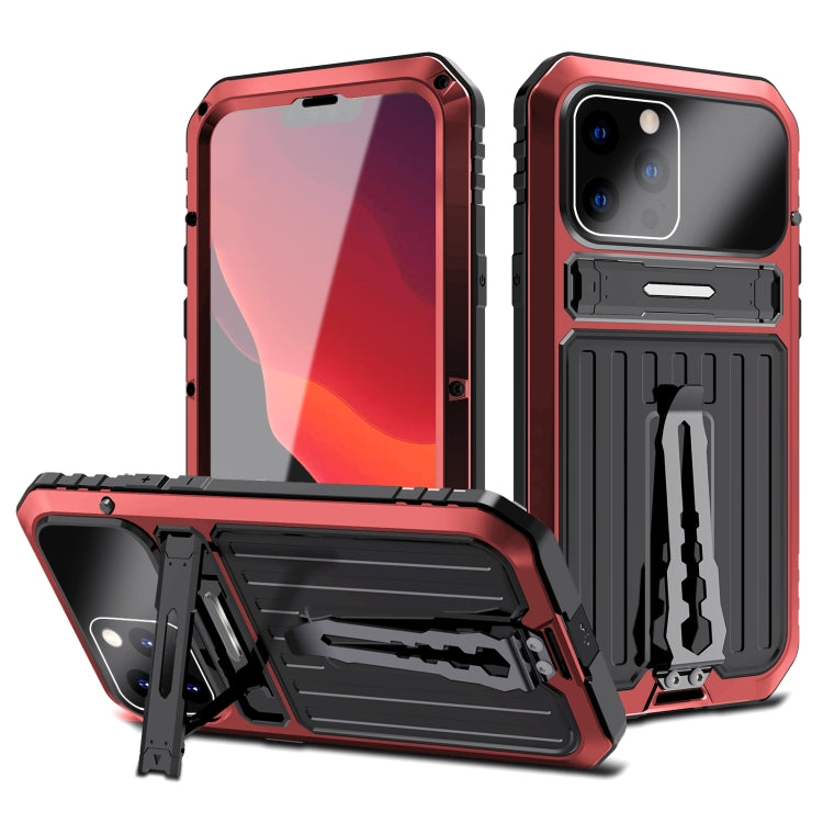 For iPhone 13 Pro Armor Shockproof Splash-proof Dust-proof Phone Case with Holder (Red) by buy2fix