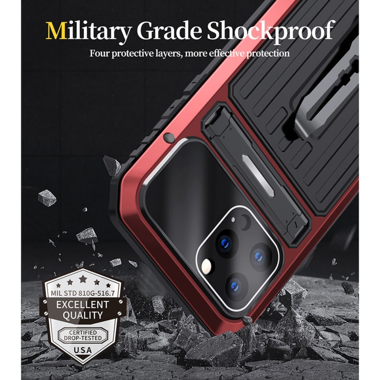 For iPhone 13 Pro Armor Shockproof Splash-proof Dust-proof Phone Case with Holder (Red) by buy2fix