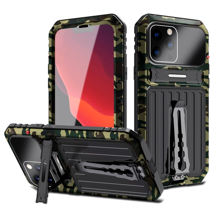 For iPhone 12 Pro Armor Shockproof Splash-proof Dust-proof Phone Case with Holder(Camouflage) - iPhone 12 / 12 Pro Cases by buy2fix | Online Shopping UK | buy2fix