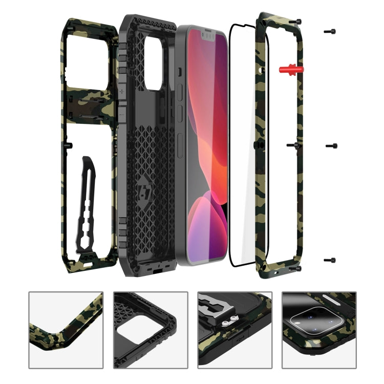 For iPhone 12 Pro Armor Shockproof Splash-proof Dust-proof Phone Case with Holder(Camouflage) - iPhone 12 / 12 Pro Cases by buy2fix | Online Shopping UK | buy2fix