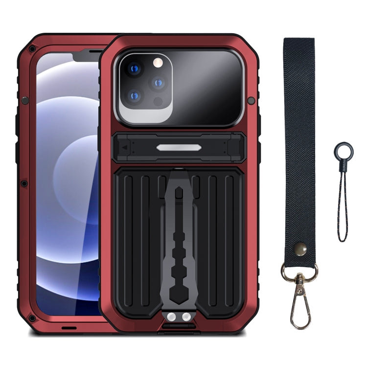 For iPhone 12 Pro Max Armor Shockproof Splash-proof Dust-proof Phone Case with Holder(Red) - iPhone 12 Pro Max Cases by buy2fix | Online Shopping UK | buy2fix
