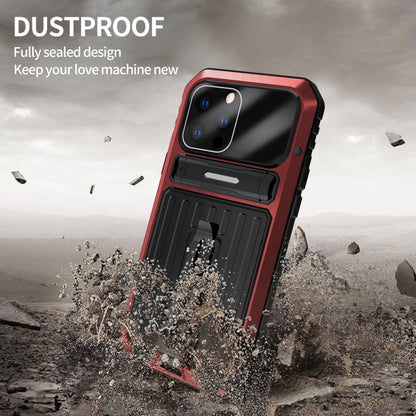 For iPhone 12 Pro Max Armor Shockproof Splash-proof Dust-proof Phone Case with Holder(Red) - iPhone 12 Pro Max Cases by buy2fix | Online Shopping UK | buy2fix