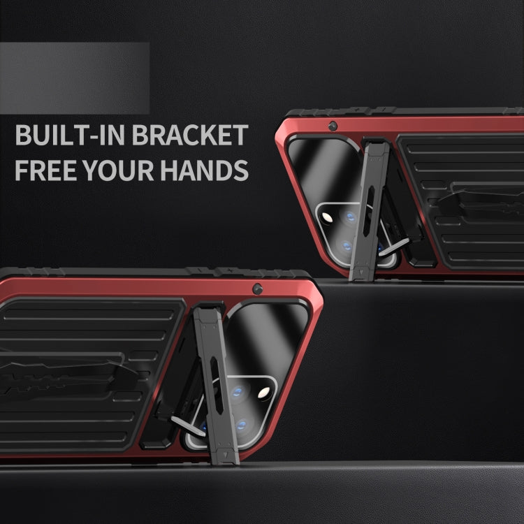 For iPhone 12 Pro Max Armor Shockproof Splash-proof Dust-proof Phone Case with Holder(Red) - iPhone 12 Pro Max Cases by buy2fix | Online Shopping UK | buy2fix