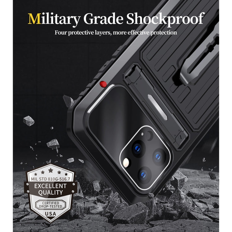 For iPhone 12 Pro Max Armor Shockproof Splash-proof Dust-proof Phone Case with Holder(Black) by buy2fix