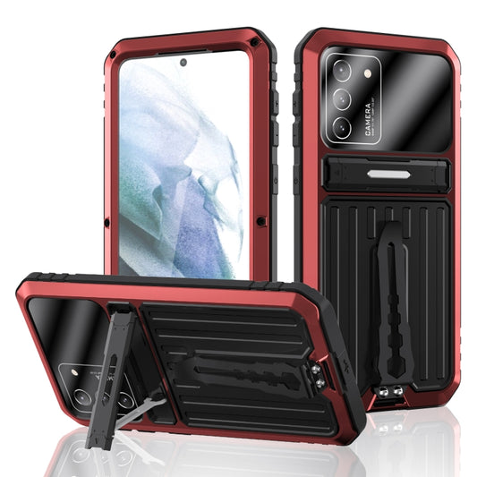 For Samsung Galaxy S21 Ultra 5G Armor Shockproof Splash-proof Dust-proof Phone Case with Holder(Red) - Galaxy S21 Ultra 5G Cases by buy2fix | Online Shopping UK | buy2fix