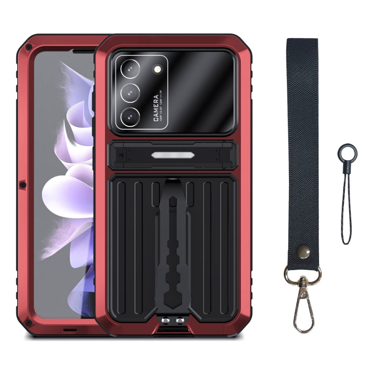 For Samsung Galaxy S21 FE Armor Shockproof Splash-proof Dust-proof Phone Case with Holder(Red) - Galaxy Phone Cases by buy2fix | Online Shopping UK | buy2fix