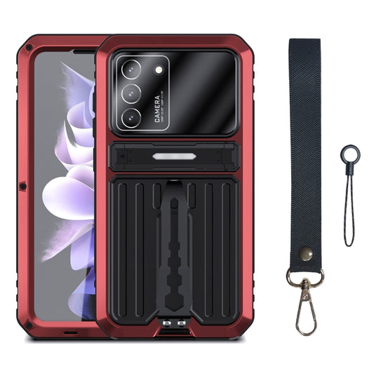 For Samsung Galaxy S21 FE Armor Shockproof Splash-proof Dust-proof Phone Case with Holder(Red) - Galaxy Phone Cases by buy2fix | Online Shopping UK | buy2fix