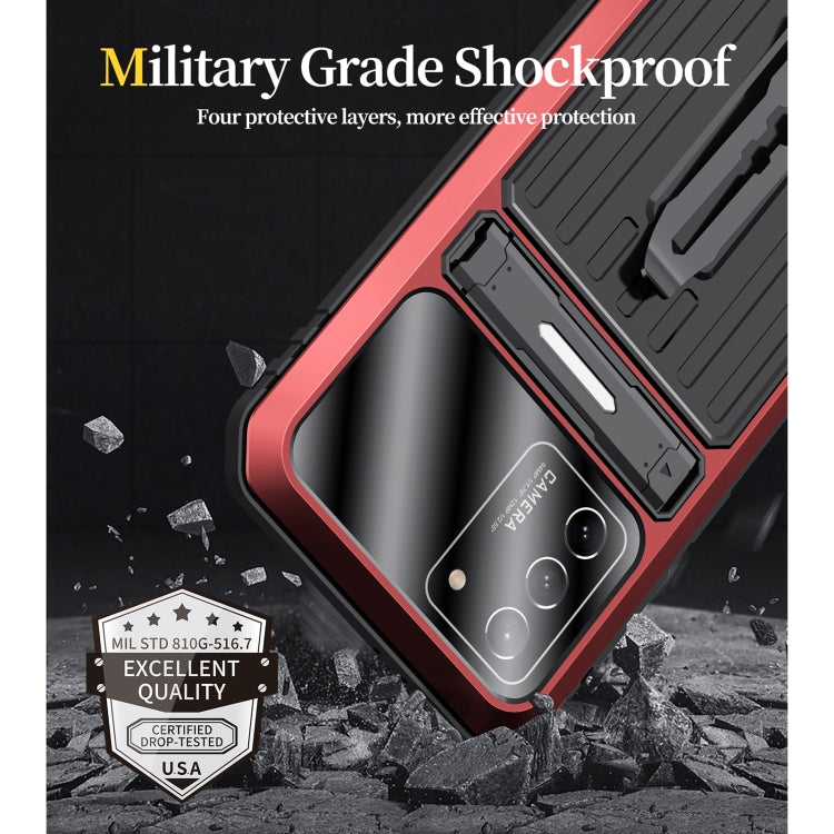 For Samsung Galaxy S21 FE Armor Shockproof Splash-proof Dust-proof Phone Case with Holder(Red) - Galaxy Phone Cases by buy2fix | Online Shopping UK | buy2fix