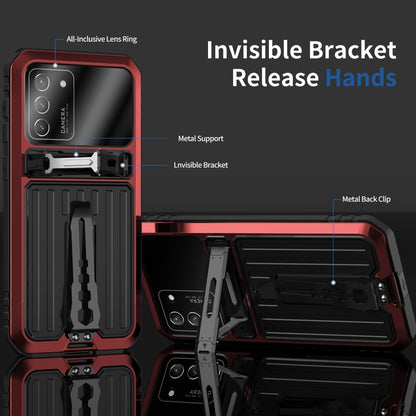 For Samsung Galaxy S21 FE Armor Shockproof Splash-proof Dust-proof Phone Case with Holder(Red) - Galaxy Phone Cases by buy2fix | Online Shopping UK | buy2fix