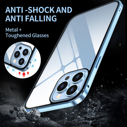 For iPhone 13 mini Anti-peeping Magnetic Metal Frame Double-sided Tempered Glass Phone Case (Silver) by buy2fix