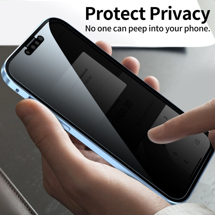 For iPhone 13 mini Anti-peeping Magnetic Metal Frame Double-sided Tempered Glass Phone Case (Silver) by buy2fix