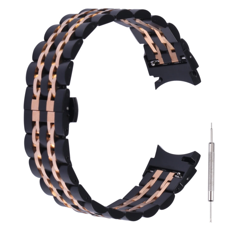 For Samsung Galaxy Watch4 40mm/44mm Seven-bead Stainless Steel Watch Band(Black Rose Gold) - Watch Bands by buy2fix | Online Shopping UK | buy2fix