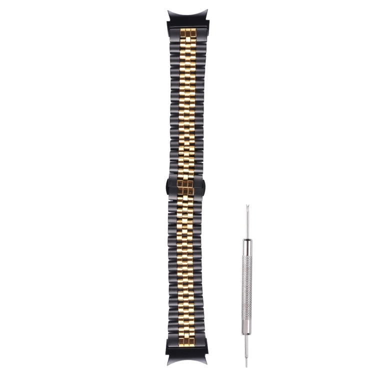 For Samsung Galaxy Watch4 40mm/44mm Five-bead Stainless Steel Watch Band(Black Gold) - Watch Bands by buy2fix | Online Shopping UK | buy2fix