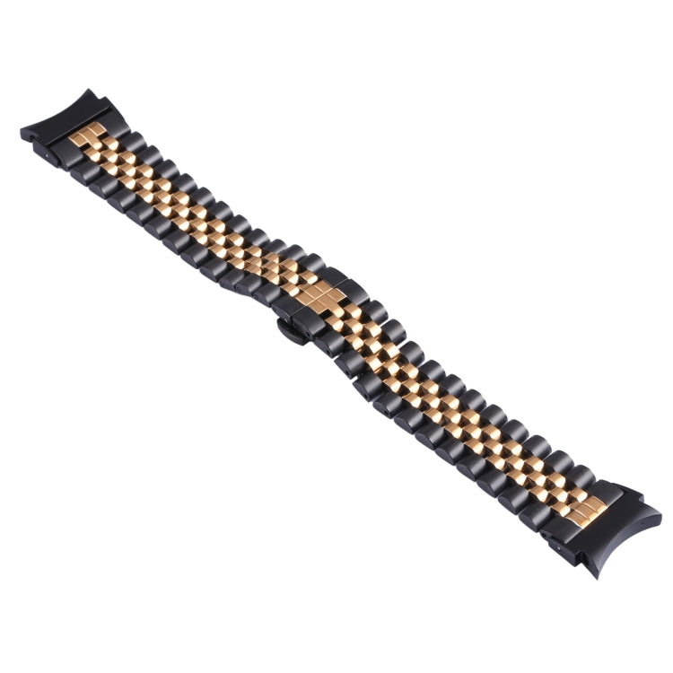 For Samsung Galaxy Watch4 40mm/44mm Five-bead Stainless Steel Watch Band(Black Rose Gold) - Watch Bands by buy2fix | Online Shopping UK | buy2fix