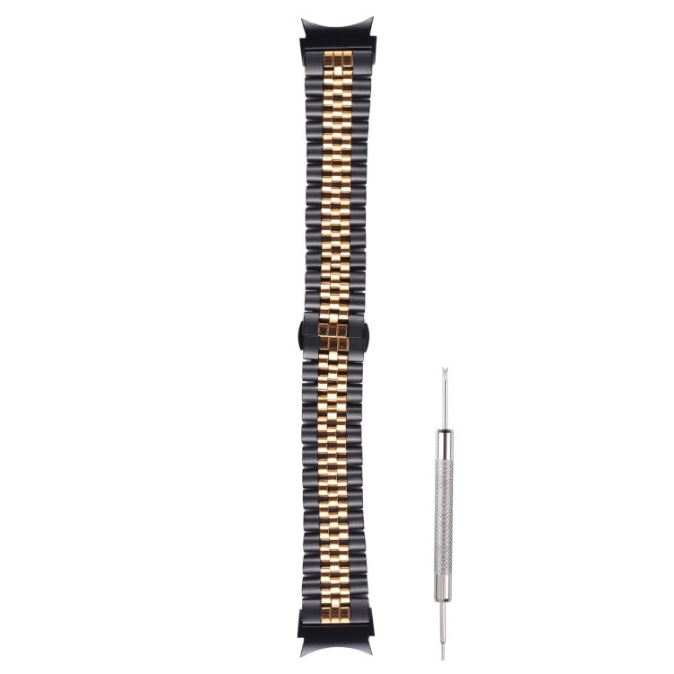 For Samsung Galaxy Watch4 40mm/44mm Five-bead Stainless Steel Watch Band(Black Rose Gold) - Watch Bands by buy2fix | Online Shopping UK | buy2fix