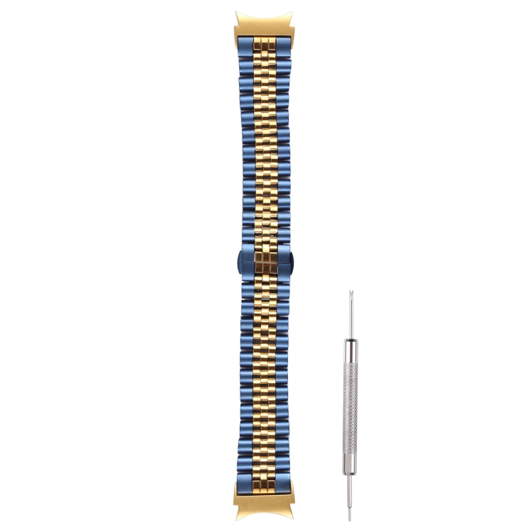 For Samsung Galaxy Watch4 40mm/44mm Five-bead Stainless Steel Watch Band(Blue Gold) - Watch Bands by buy2fix | Online Shopping UK | buy2fix