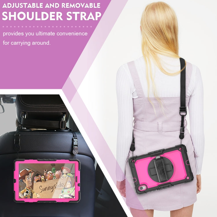 For Lenovo Tab M10 HD TB-X306X Shockproof Colorful Silicone + PC Protective Tablet Case with Holder & Shoulder Strap & Hand Strap(Black Rose Red) - Lenovo by buy2fix | Online Shopping UK | buy2fix