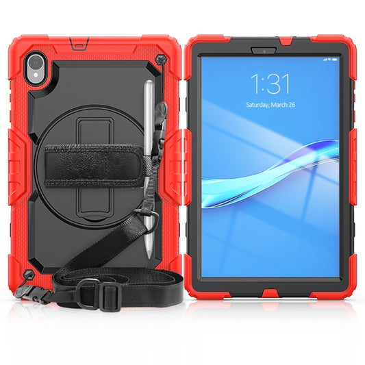 For Lenovo Tab M10 HD TB-X306X Shockproof Colorful Silicone + PC Protective Tablet Case with Holder & Shoulder Strap & Hand Strap(Red) - Lenovo by buy2fix | Online Shopping UK | buy2fix