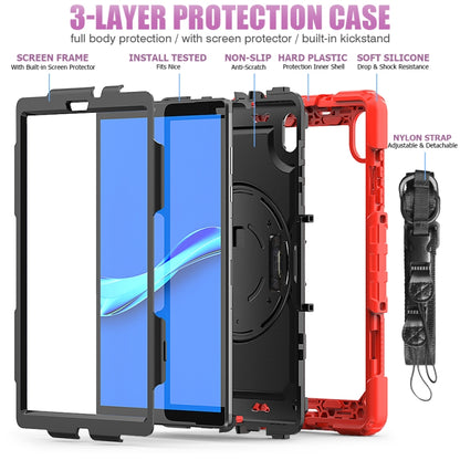 For Lenovo Tab M10 HD TB-X306X Shockproof Colorful Silicone + PC Protective Tablet Case with Holder & Shoulder Strap & Hand Strap(Red) - Lenovo by buy2fix | Online Shopping UK | buy2fix