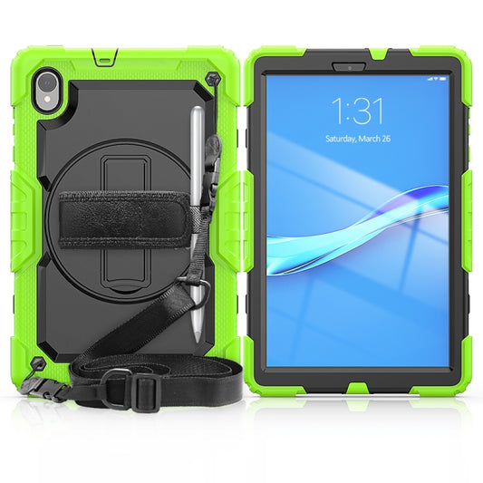 For Lenovo Tab M10 HD TB-X306X Shockproof Colorful Silicone + PC Protective Tablet Case with Holder & Shoulder Strap & Hand Strap(Yellow Green) - Lenovo by buy2fix | Online Shopping UK | buy2fix